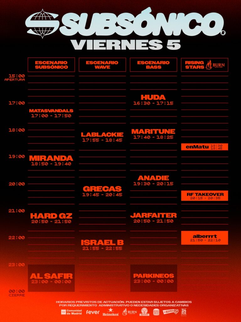 Horarios SUBSÓNICO